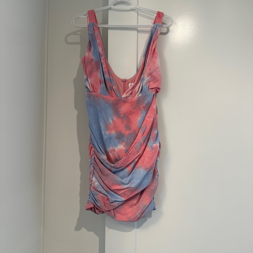 SUPERDOWN Georgie Ruched Mini Dress in Pink Multi
 from Revolve - Picture 4 of 6